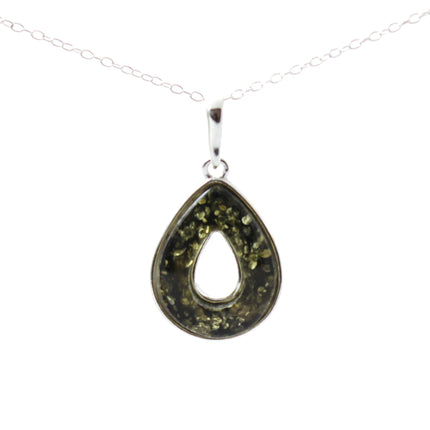 Leaf Shaped Amber Pendant for Necklace-0