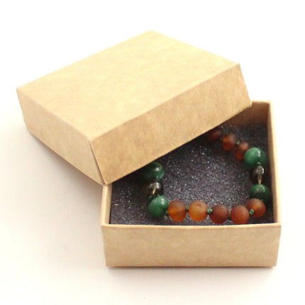 Amber Unpolished Cognac Bracelet With Quartz and Green African Jade-1