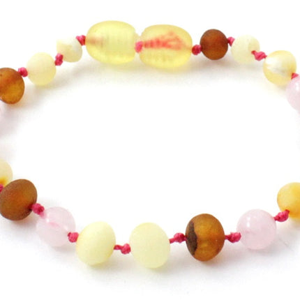 Amber and Pink Rose Quartz Bracelets or Anklets-0