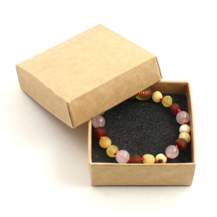 Amber and Pink Rose Quartz Bracelets or Anklets-1