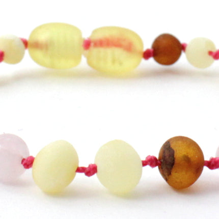Amber and Pink Rose Quartz Bracelets or Anklets-4