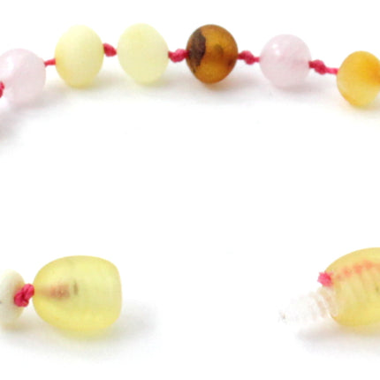 Amber and Pink Rose Quartz Bracelets or Anklets-3