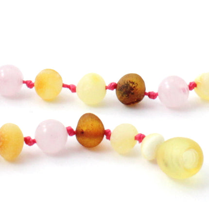 Amber and Pink Rose Quartz Bracelets or Anklets-2
