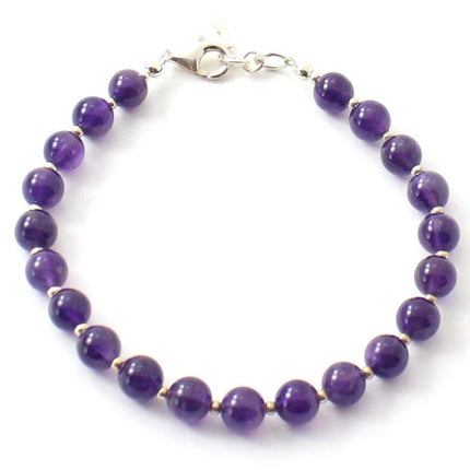 Amethyst Violet Bracelet With Silver Beads-0