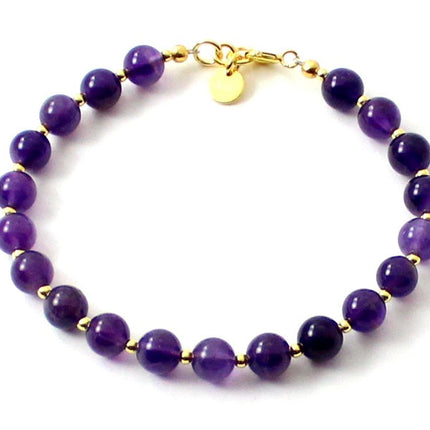 Amethyst Violet Bracelet With Silver Beads-4