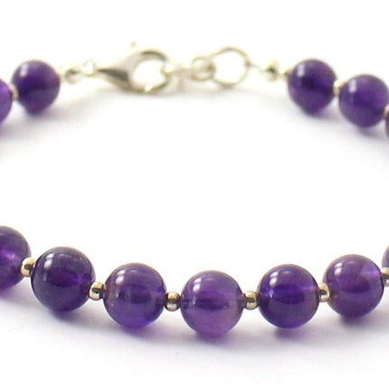 Amethyst Violet Bracelet With Silver Beads-3