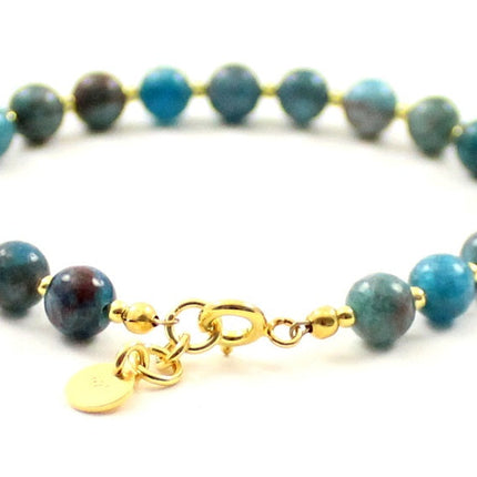 Apatite Blue Bracelet With Silver Beads-2