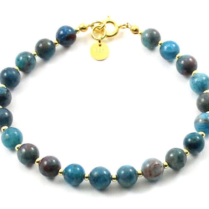 Apatite Blue Bracelet With Silver Beads-0