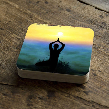 Yoga Wooden Cork Coasters Gift Set of 4 by Nature Wonders - Nature Wildlife Decor  - 95385C-S4-2
