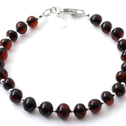 Amber Cherry Baltic Bracelet With Silver-0