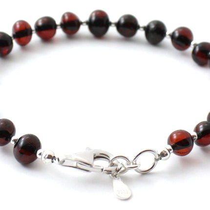 Amber Cherry Baltic Bracelet With Silver-3