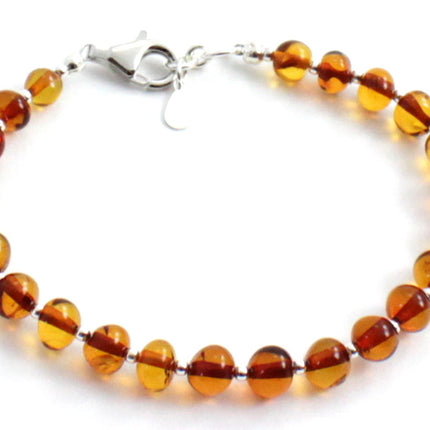 Amber Cognac Baltic Bracelet With Silver-0