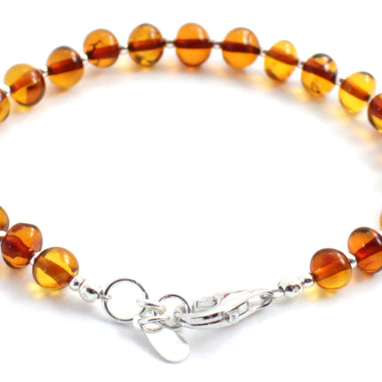 Amber Cognac Baltic Bracelet With Silver-2