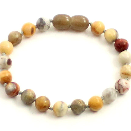 Crazy Agate Gemstone Knotted Multicolor Anklet Bracelet-0