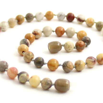 Crazy Agate Gemstone Knotted Multicolor Necklace-0