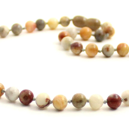 Crazy Agate Gemstone Knotted Multicolor Necklace-2