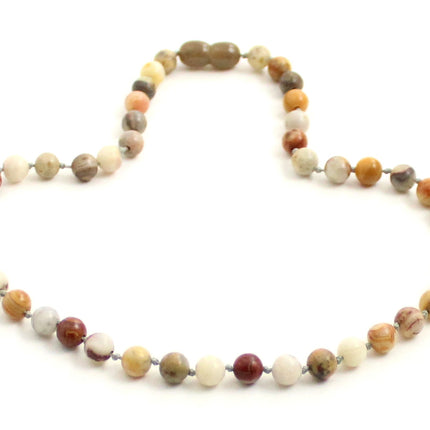 Crazy Agate Gemstone Knotted Multicolor Necklace-3