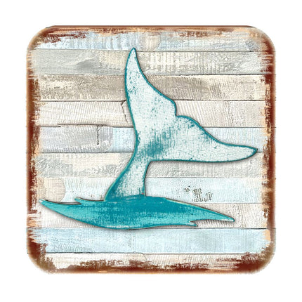 Whales Tale Coastal Wooden Cork Coasters Gift Set of 4 by Nature Wonders - Coastal Sea-Life Decor - 8198535-9C-S4-3