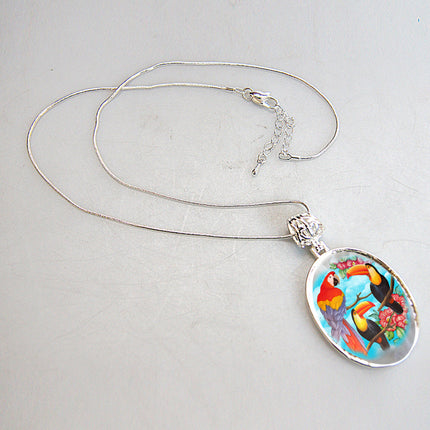 Toucan Silver Plated Mother of Pearl Jewelry Pendant Necklace - 44041-1