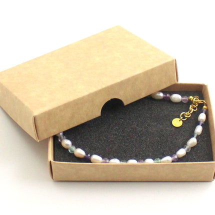 FreshWater Pearls and Fluorite Adult Anklet With Silver-1