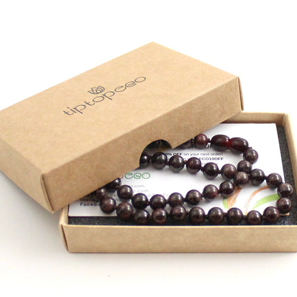 Garnet Gemstone Knotted Burgundy Necklace-1