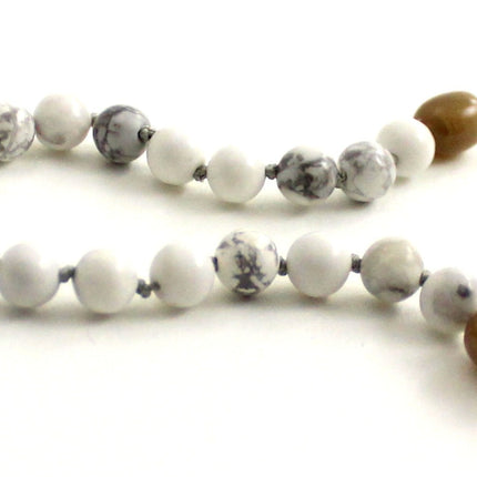 Howlite Gemstone Knotted White Anklet Bracelet-2