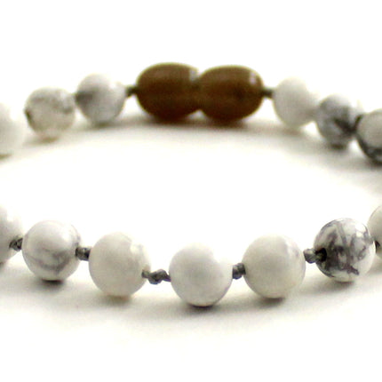Howlite Gemstone Knotted White Anklet Bracelet-4
