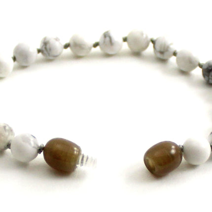 Howlite Gemstone Knotted White Anklet Bracelet-3