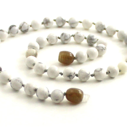 Howlite Gemstone Knotted White Necklace-0