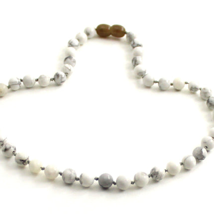 Howlite Gemstone Knotted White Necklace-3