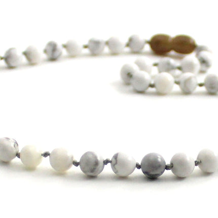 Howlite Gemstone Knotted White Necklace-2