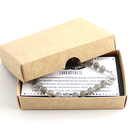 Labradorite Gray Bracelet With Silver Beads-1