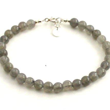Labradorite Gray Bracelet With Silver Beads-5