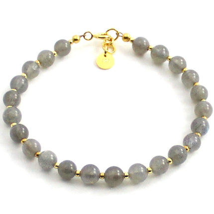 Labradorite Gray Bracelet With Silver Beads-4