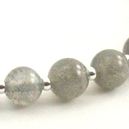 Labradorite Gray Bracelet With Silver Beads-2