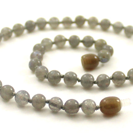 Labradorite Gemstone Knotted Gray Necklace-0