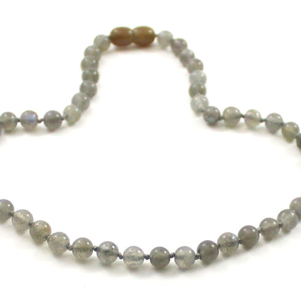 Labradorite Gemstone Knotted Gray Necklace-2