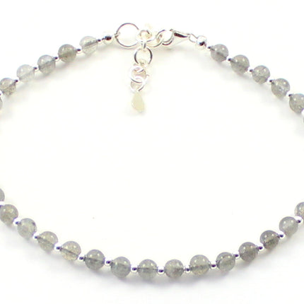 Labradorite Minimalist Anklet With Silver-0