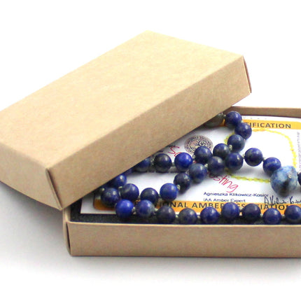 Lapis Lazuli Gemstone Knotted Blue Necklace with Pendant-1
