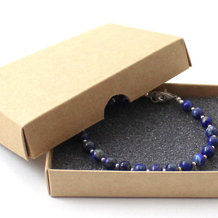 Lapis Lazuli Blue Bracelet With Silver Beads-1