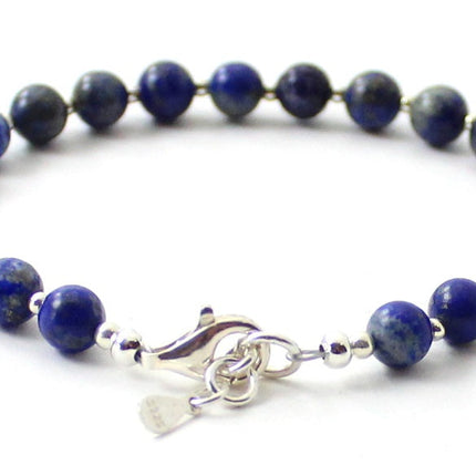 Lapis Lazuli Blue Bracelet With Silver Beads-2