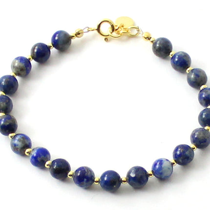 Lapis Lazuli Blue Bracelet With Silver Beads-4