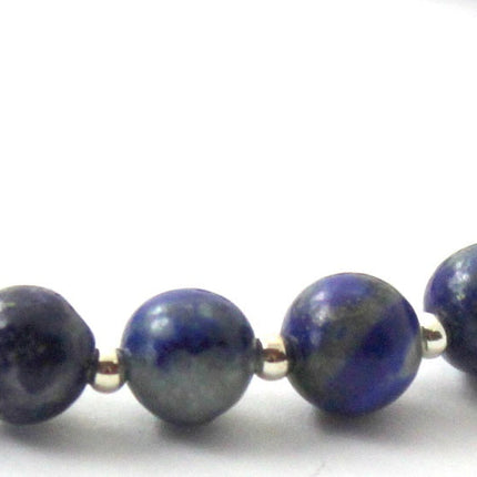 Lapis Lazuli Blue Bracelet With Silver Beads-3