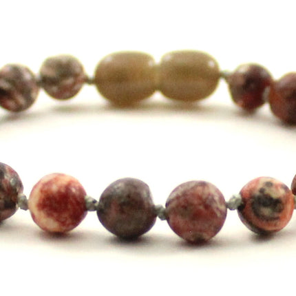 Leopardskin Jasper Gemstone Knotted Pink Anklet Bracelet-4
