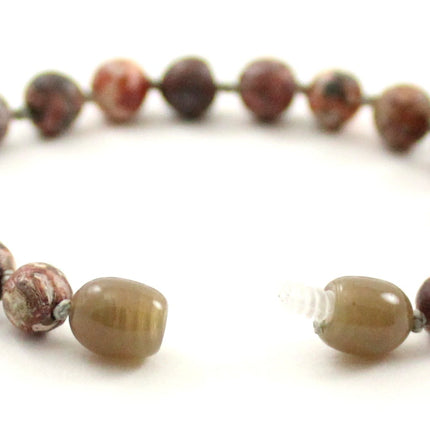 Leopardskin Jasper Gemstone Knotted Pink Anklet Bracelet-3