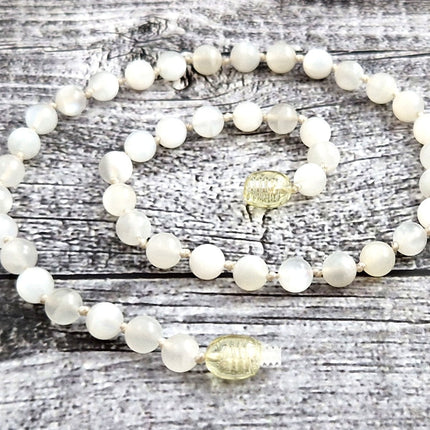 Moonstone Gemstone Knotted White Necklace-0