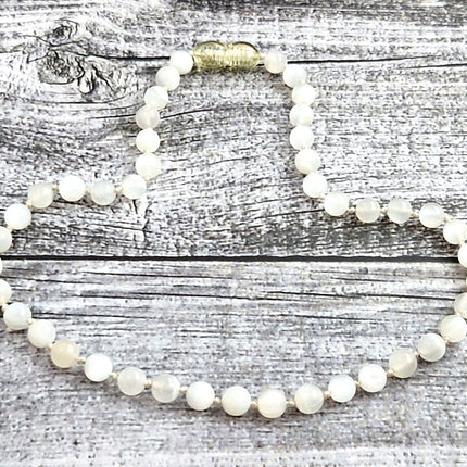 Moonstone Gemstone Knotted White Necklace-3