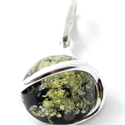 Oval Amber and Silver Pendant for Necklace-3
