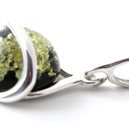 Oval Amber and Silver Pendant for Necklace-2