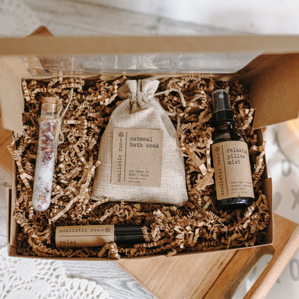 Gift Set - Pillow Spray, Relax Roller, Oatmeal Soak & Rose Test Tubes-1